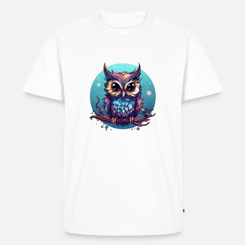 Eule - Männer Premium Bio T-Shirt - Weiß