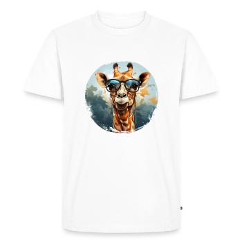 Girafe hipster animale avec des lunettes de soleil drôle - T-shirt Premium bio Homme - blanc - Devant - Nico (187cm)