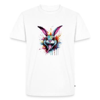 Lapin coloré et fou - T-shirt Premium bio Homme - blanc - Devant - Nico (187cm)