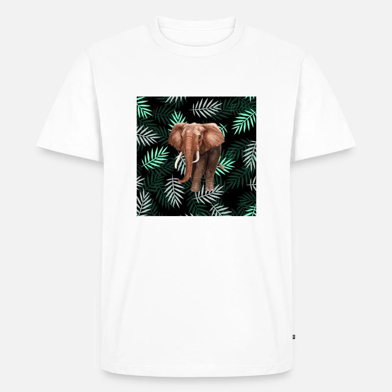 Palmen-Muster, Elefant Palm Pattern, Elephant - Männer Premium Bio T-Shirt - Weiß
