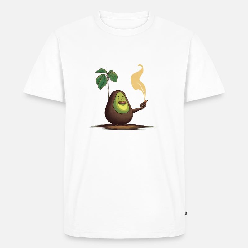 Avocado mit Zigarre - Männer Premium Bio T-Shirt - Weiß