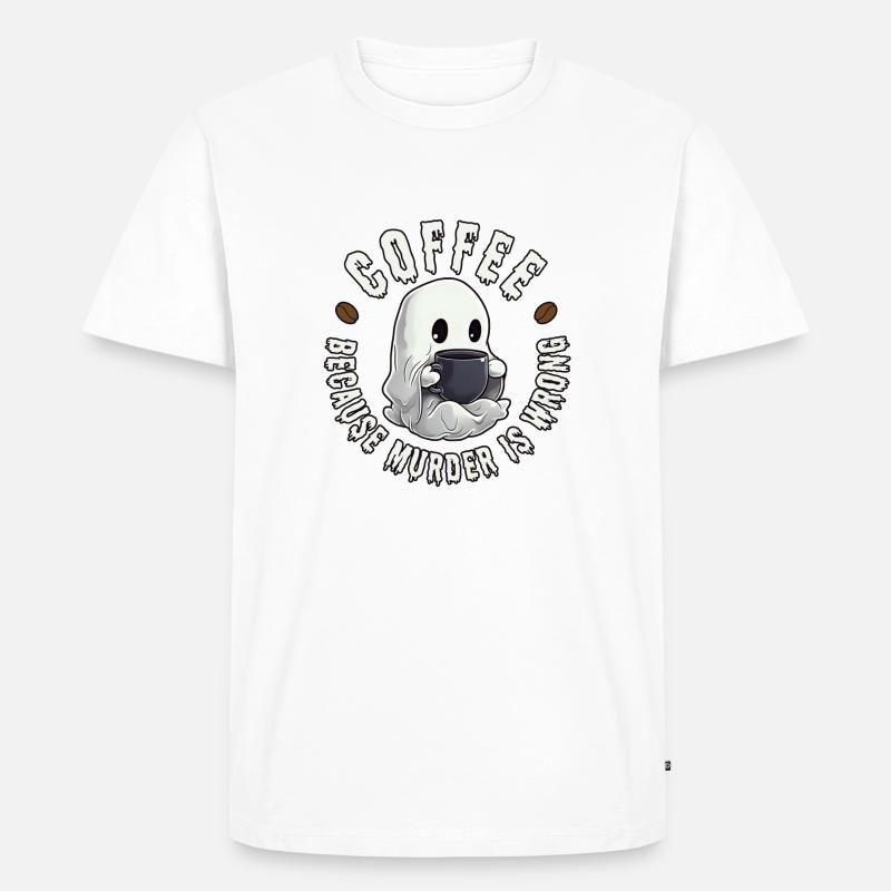 Coffee - because murder is wrong. - Männer Premium Bio T-Shirt - Weiß