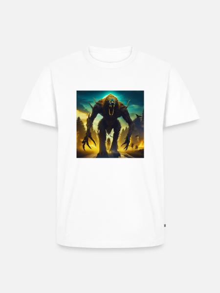 Werwolf im Chaos - Männer Premium Bio T-Shirt - Weiß