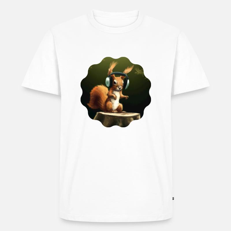 DJ Eichhörnchen - Männer Premium Bio T-Shirt - Weiß