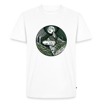 Loup au clair de lune - T-shirt Premium bio Homme - blanc - Devant - Nico (187cm)