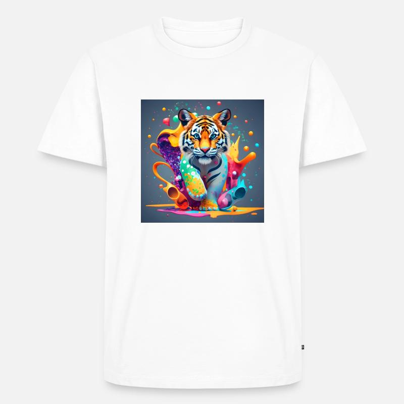bunter Löwe - Männer Premium Bio T-Shirt - Weiß