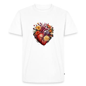 Fleur de coeur | Conception de coeur | Coeur de fleurs | Fleur - T-shirt Premium bio Homme - blanc - Devant - Nico (187cm)