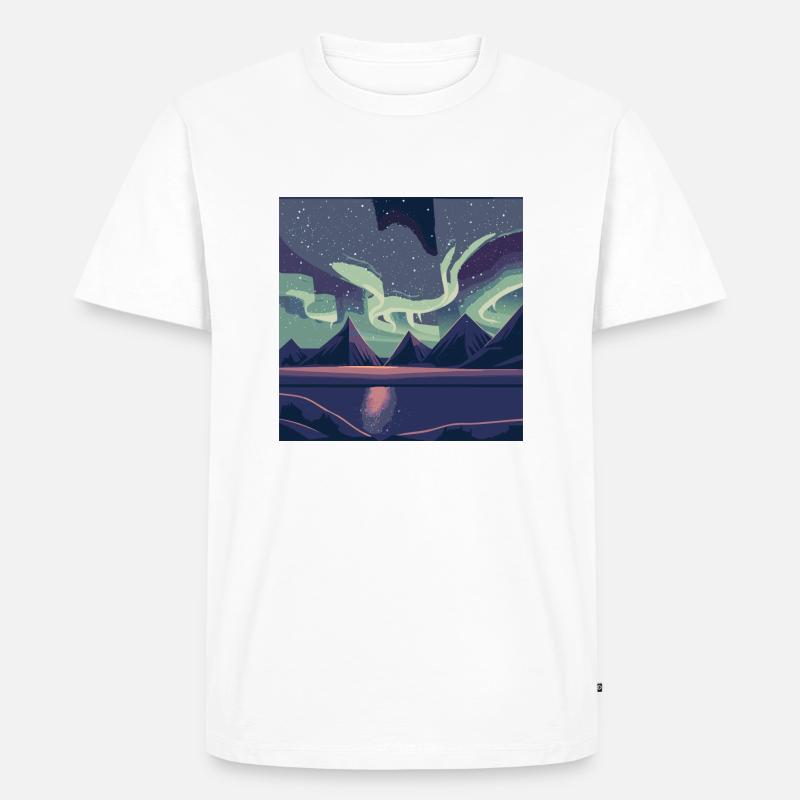 Polarlichter am Nachthimmel - Männer Premium Bio T-Shirt - Weiß