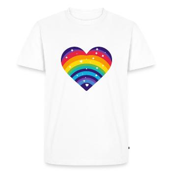 Coeur arc-en ciel etoilée - T-shirt Premium bio Homme - blanc - Devant - Nico (187cm)