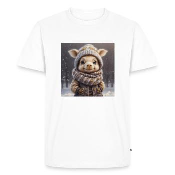 Animal d’hiver mignon avec des vêtements - T-shirt Premium bio Homme - blanc - Devant - Nico (187cm)