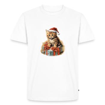 Chaton de Noël 3 - T-shirt Premium bio Homme - blanc - Devant - Nico (187cm)