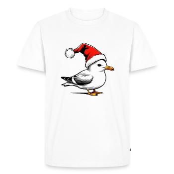 Mouette de Noël avec chapeau - T-shirt Premium bio Homme - blanc - Devant - Nico (187cm)