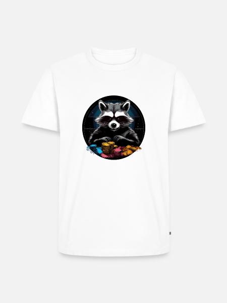 Waschbär Poker ALL IN - Männer Premium Bio T-Shirt - Weiß