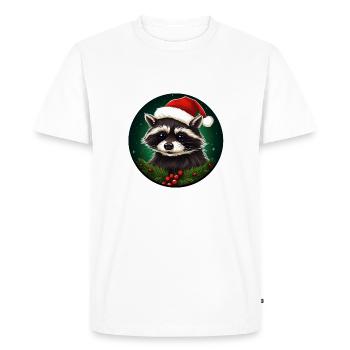 Mignon raton laveur père noël souhaite joyeux Noël - T-shirt Premium bio Homme - blanc - Devant - Nico (187cm)