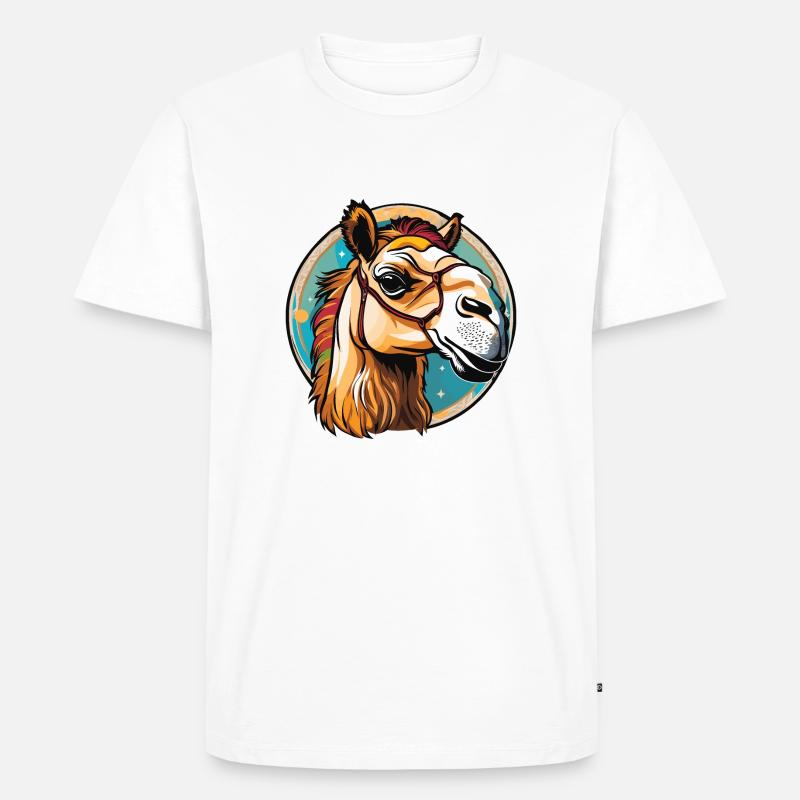 Kamel - Männer Premium Bio T-Shirt - Weiß
