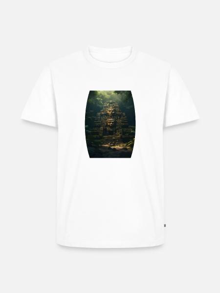Maya Tempel im Urwald - Männer Premium Bio T-Shirt - Weiß