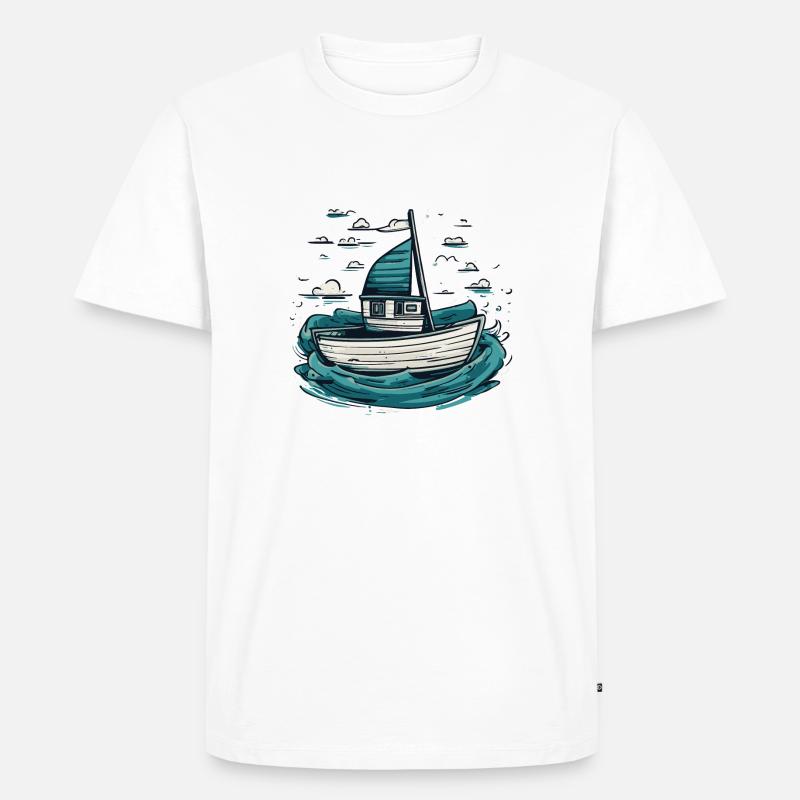 Fischerboot auf hoher See - Männer Premium Bio T-Shirt - Weiß