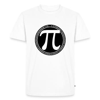 Symbole Pi rond Blanc sur Noir mod long Pi Grec - T-shirt Premium bio Homme - blanc - Devant - Nico (187cm)
