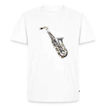 Le saxophone est un instrument à vent - T-shirt Premium bio Homme - blanc - Devant - Nico (187cm)