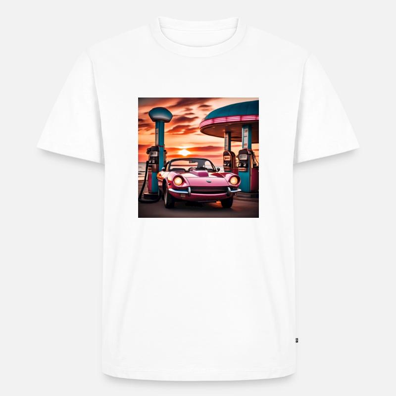 Synthwave-Stil - Männer Premium Bio T-Shirt - Weiß