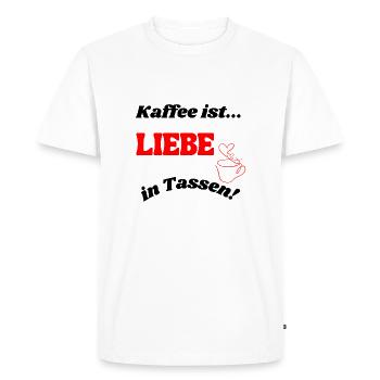 Le café, c’est l’amour dans les tasses... - T-shirt Premium bio Homme - blanc - Devant - Nico (187cm)