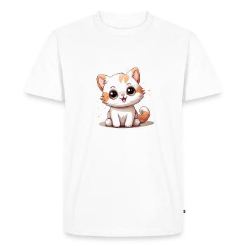 Chat Logo Chat Mignon - T-shirt Premium bio Homme - blanc - Devant - Nico (187cm)