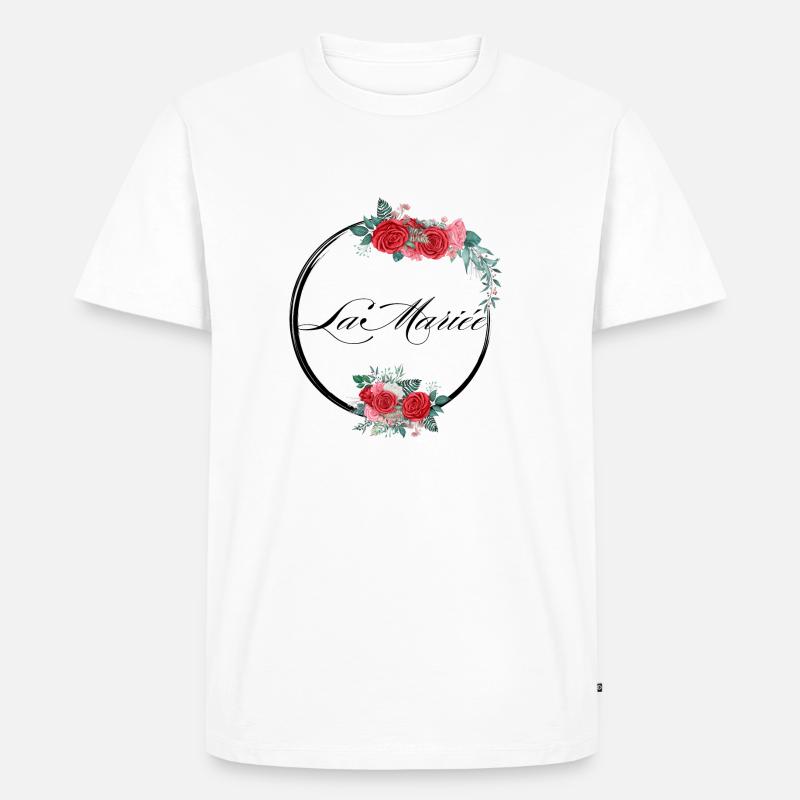Die rote Blumenbraut - Braut Geschenkidee - Männer Premium Bio T-Shirt - Weiß
