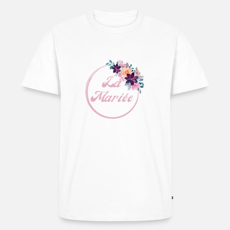 Die rosa Blumenbraut - Braut Geschenkidee - Männer Premium Bio T-Shirt - Weiß
