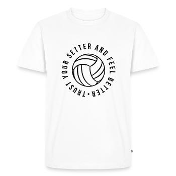 Setter Volley-ball - T-shirt Premium bio Homme - blanc - Devant - Nico (187cm)