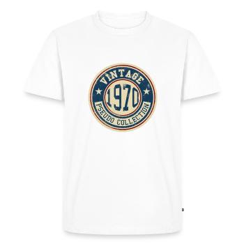 Vintage, années 1970, Vintage Anniversaire, Collège - T-shirt Premium bio Homme - blanc - Devant - Nico (187cm)