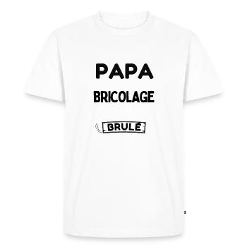 Papa le roi du bricolage et du BBQ brulé - T-shirt Premium bio Homme - blanc - Devant - Nico (187cm)