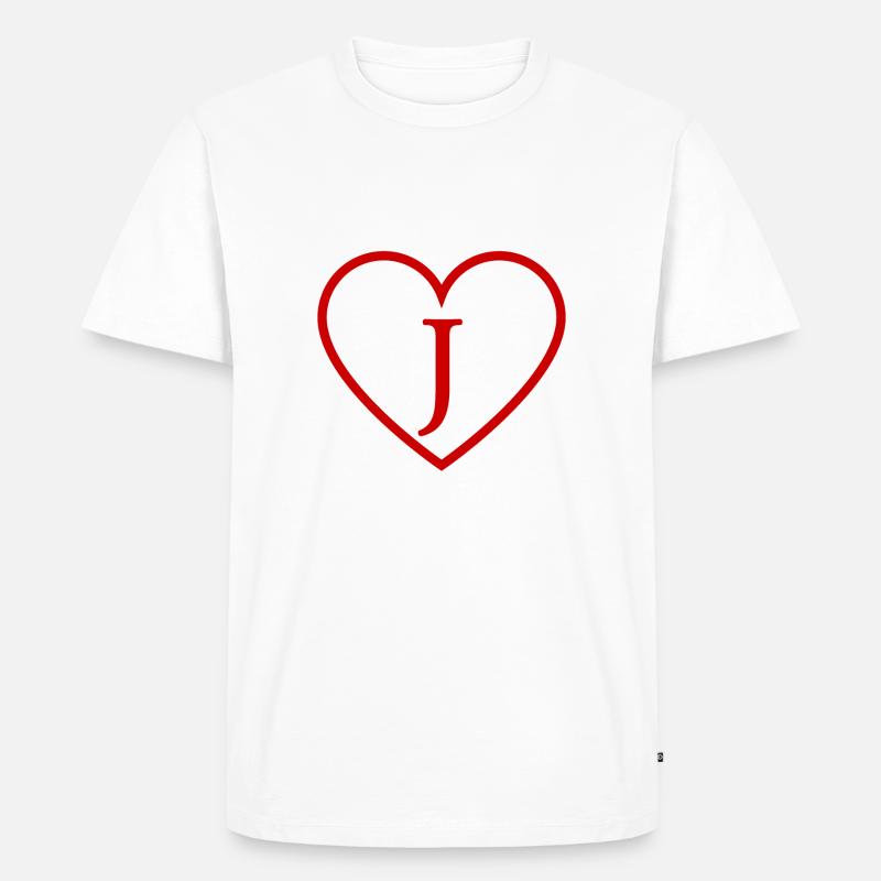 Buchstabe j rotes Herz - Männer Premium Bio T-Shirt - Weiß