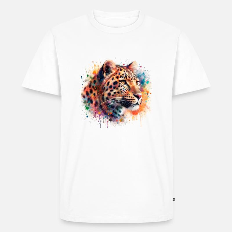 Leopard im Aquarell - Männer Premium Bio T-Shirt - Weiß