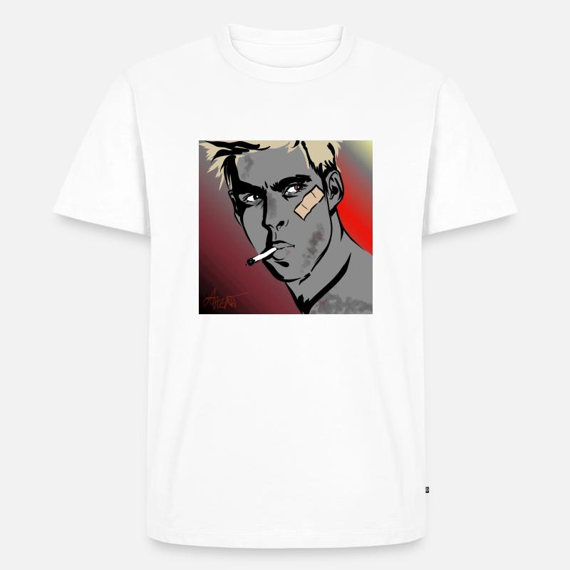 Mann mit Zigarette - Männer Premium Bio T-Shirt - Weiß