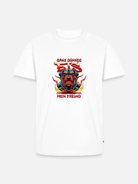 dünnes Eis Dog - Männer Premium Bio T-Shirt - Weiß