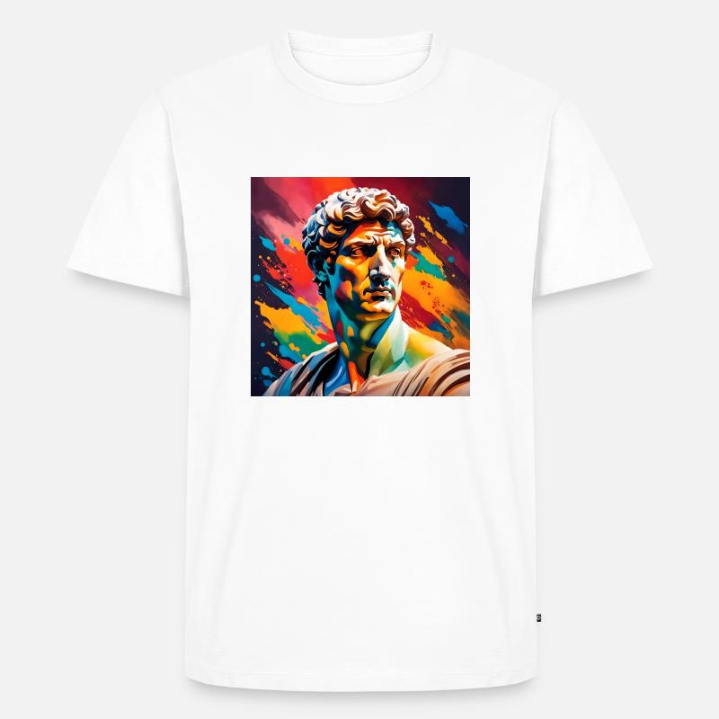 Michelangelo David farbig - Männer Premium Bio T-Shirt - Weiß