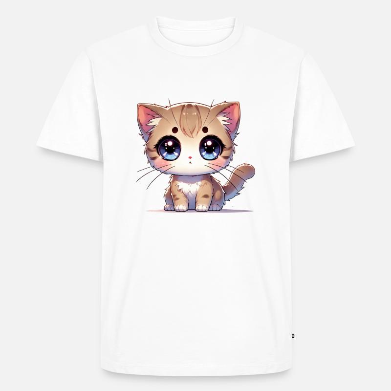Anime Kätzchen - Männer Premium Bio T-Shirt - Weiß