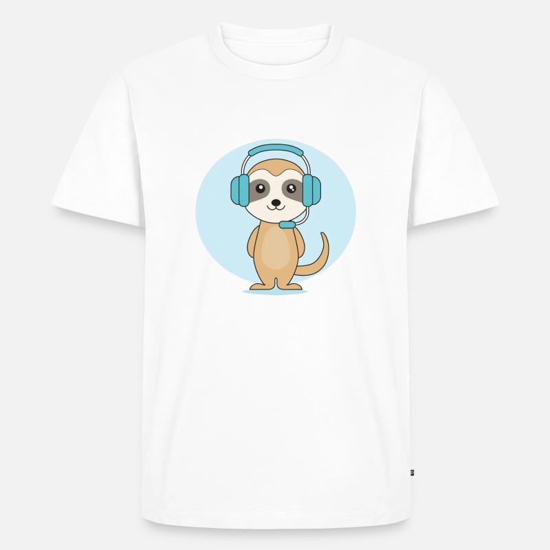 Erdmännchen mit Headset - Männer Premium Bio T-Shirt - Weiß