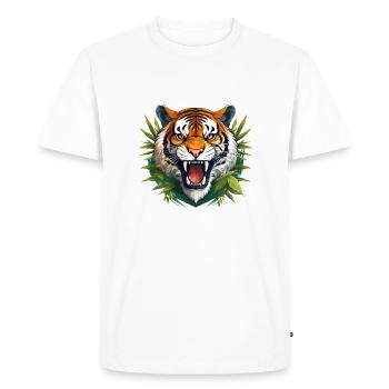 Wild angry animal pugnacious combative tiger - Men's Premium Organic T-Shirt - white - Front - Nico (187cm)