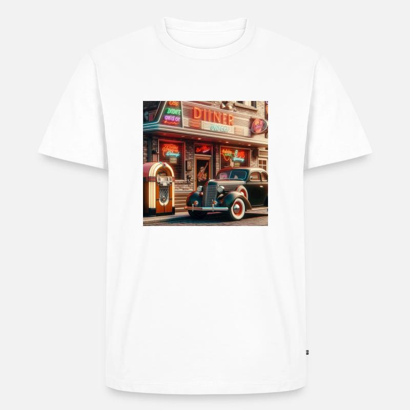 Jukebox-Abendessen - Männer Premium Bio T-Shirt - Weiß