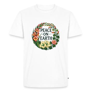 Peace on Earth - Men's Premium Organic T-Shirt - white - Front - Nico (187cm)