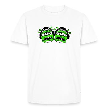 2 DJ Aliens Aliens Horreur Deux monstres Équipe - T-shirt Premium bio Homme - blanc - Devant - Nico (187cm)