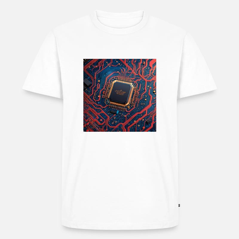Microchip Red - Männer Premium Bio T-Shirt - Weiß