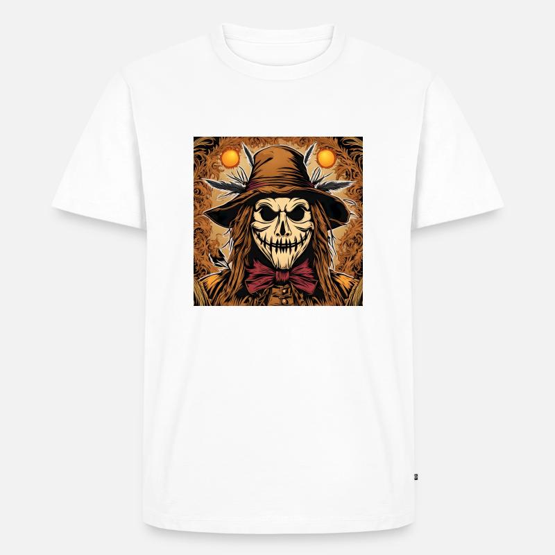 Porträt einer furchterregenden Vogelscheuche - Männer Premium Bio T-Shirt - Weiß