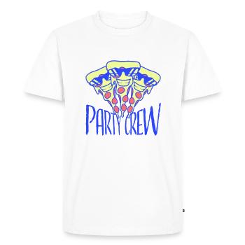 Trois Pizza Salami Party Restauration Rapide 3 Amis Équipe - T-shirt Premium bio Homme - blanc - Devant - Nico (187cm)