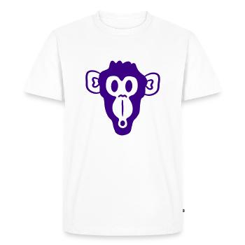 Wondered Curious Monkey Head Fright Face - Men's Premium Organic T-Shirt - white - Front - Nico (187cm)