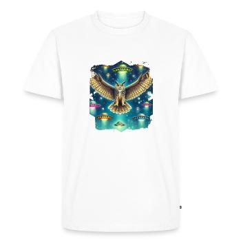 Rencontre avec un OVNI avec un hibou mystique - T-shirt Premium bio Homme - blanc - Devant - Nico (187cm)