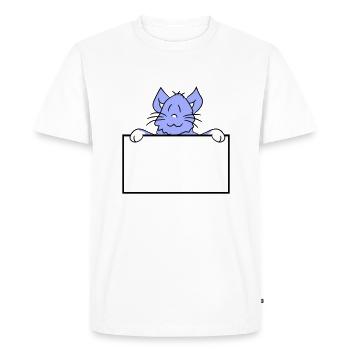 Jolie petite chatte jetant un coup d’œil caché derrière le mur - T-shirt Premium bio Homme - blanc - Devant - Nico (187cm)