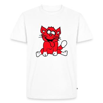 Chat Plisse les yeux Drôle Fou Langue Sortie Grimace - T-shirt Premium bio Homme - blanc - Devant - Nico (187cm)