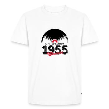 Limited edition 1955 Classic vinyle - T-shirt Premium bio Homme - blanc - Devant - Nico (187cm)